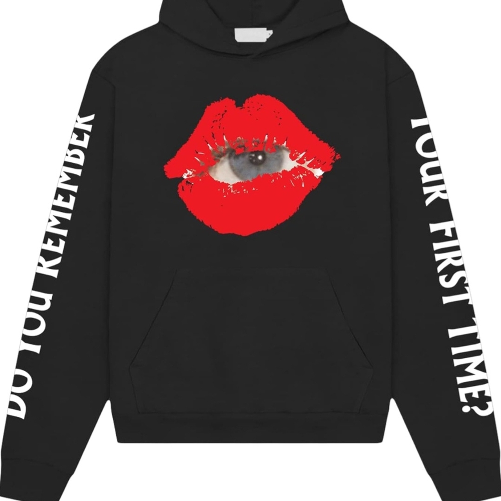 Kid Laroi EOTW tour Black Hoodie with Red PUFF Lips Graphic MEDIUM